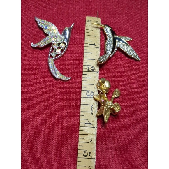 Hummingbird Brooch Pin Lot Of 3 Gold &‎ Silver Toned - Picture 11 of 11
